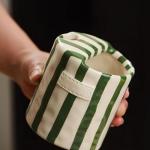 Novelty Coffee Mug Espresso Cups 10oz Ceramic Coffee Mugs Porcelain Coffee Cup Hand-Painted Striped Art With Sip Hole for Coffee Tea Heat-Resistant Non-Slip Mug(Green)