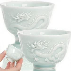 Mini Dragon Design Ceramic Tea Cups - Set of 2