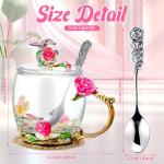 Floral Glass Tea Cups with Lids and Spoon