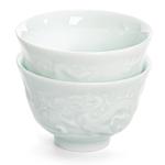 Mini Dragon Design Ceramic Tea Cups - Set of 2