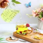 Floral Glass Tea Cups with Lids and Spoon