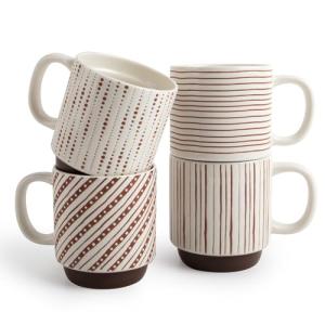 DOWAN Stackable Ceramic Coffee Mug Set of 4