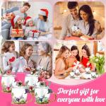 Floral Glass Tea Cups with Lids and Spoon