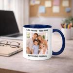 Custom Photo Coffee Mug - 11oz Dark Blue