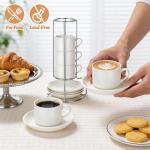 Stackable Porcelain Espresso Cups with Saucers