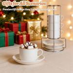 Stackable Porcelain Espresso Cups with Saucers