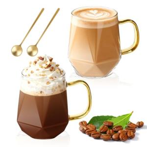 LOOFORE Double Wall Glass Coffee Mugs - Set of 2