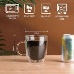 Double Wall Insulated Glass Coffee Mugs Set of 4