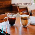Double Wall Insulated Glass Coffee Mugs Set of 4