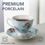 Floral Teacups and Saucers Set of 4