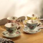 Floral Teacups and Saucers Set of 4