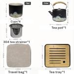 Elegant Chinese Tea Set with Teapot, Cups, Tray