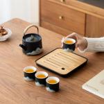 Elegant Chinese Tea Set with Teapot, Cups, Tray