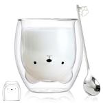 Cute Bear Double Wall Glass Mug for Coffee