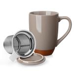 Ceramic Tea Mug with Lid and Infuser, 18 oz