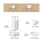 Porcelain Espresso Cups Set with Saucers - 4 Pieces