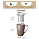 Ceramic Tea Mug with Lid and Infuser, 18 oz