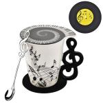 Musical Note Coffee Mug with Lid and Spoon