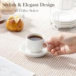 Porcelain Espresso Cups Set with Saucers - 4 Pieces