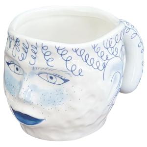 Funny Blue Ceramic Coffee Mug with Human Face