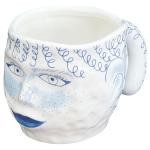 Funny Blue Ceramic Coffee Mug with Human Face