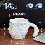 Funny Blue Ceramic Coffee Mug with Human Face