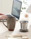 Ceramic Tea Mug with Lid and Infuser, 18 oz