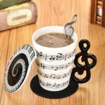 Musical Note Coffee Mug with Lid and Spoon