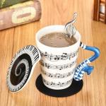 Musical Note Coffee Mug with Lid and Spoon
