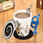 Musical Note Coffee Mug with Lid and Spoon