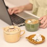 Cute Cat Ceramic Coffee Mug with Lid