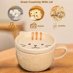 Cute Cat Ceramic Coffee Mug with Lid