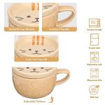Cute Cat Ceramic Coffee Mug with Lid