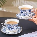 Vintage Floral Ceramic Tea Cups and Saucers Set