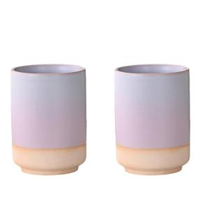 Set of 2 Handle-less Ceramic Tea Cups