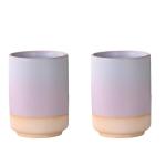 Set of 2 Handle-less Ceramic Tea Cups
