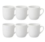 Set of 6 White Stoneware Coffee Mugs