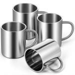 Set of 4 Double-Walled Stainless Steel Mugs