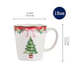 Bico Ribbon Christmas Scalloped Mug Set, 4 Pack