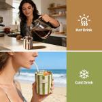 Cute Hand-Painted Retro Striped Coffee Mug 10oz