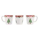 Bico Ribbon Christmas Scalloped Mug Set, 4 Pack