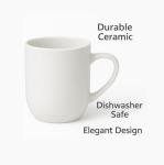 Set of 6 White Stoneware Coffee Mugs