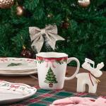 Bico Ribbon Christmas Scalloped Mug Set, 4 Pack