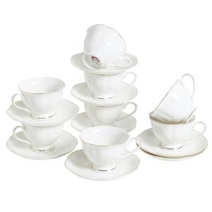 Elegant White Ceramic Tea Cup and Saucer Set