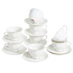 Elegant White Ceramic Tea Cup and Saucer Set