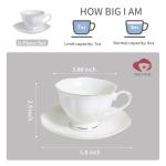 Elegant White Ceramic Tea Cup and Saucer Set