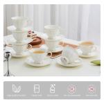 Elegant White Ceramic Tea Cup and Saucer Set