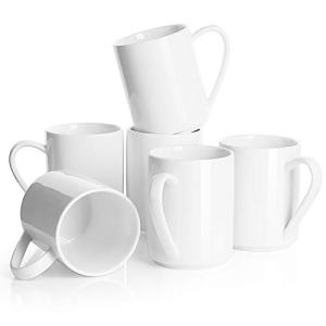 Porcelain 11 Oz White Coffee Mugs Set of 6