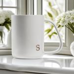 Personalized 15 oz Ceramic Mug with Gold Initial