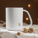 Personalized 15 oz Ceramic Mug with Gold Initial